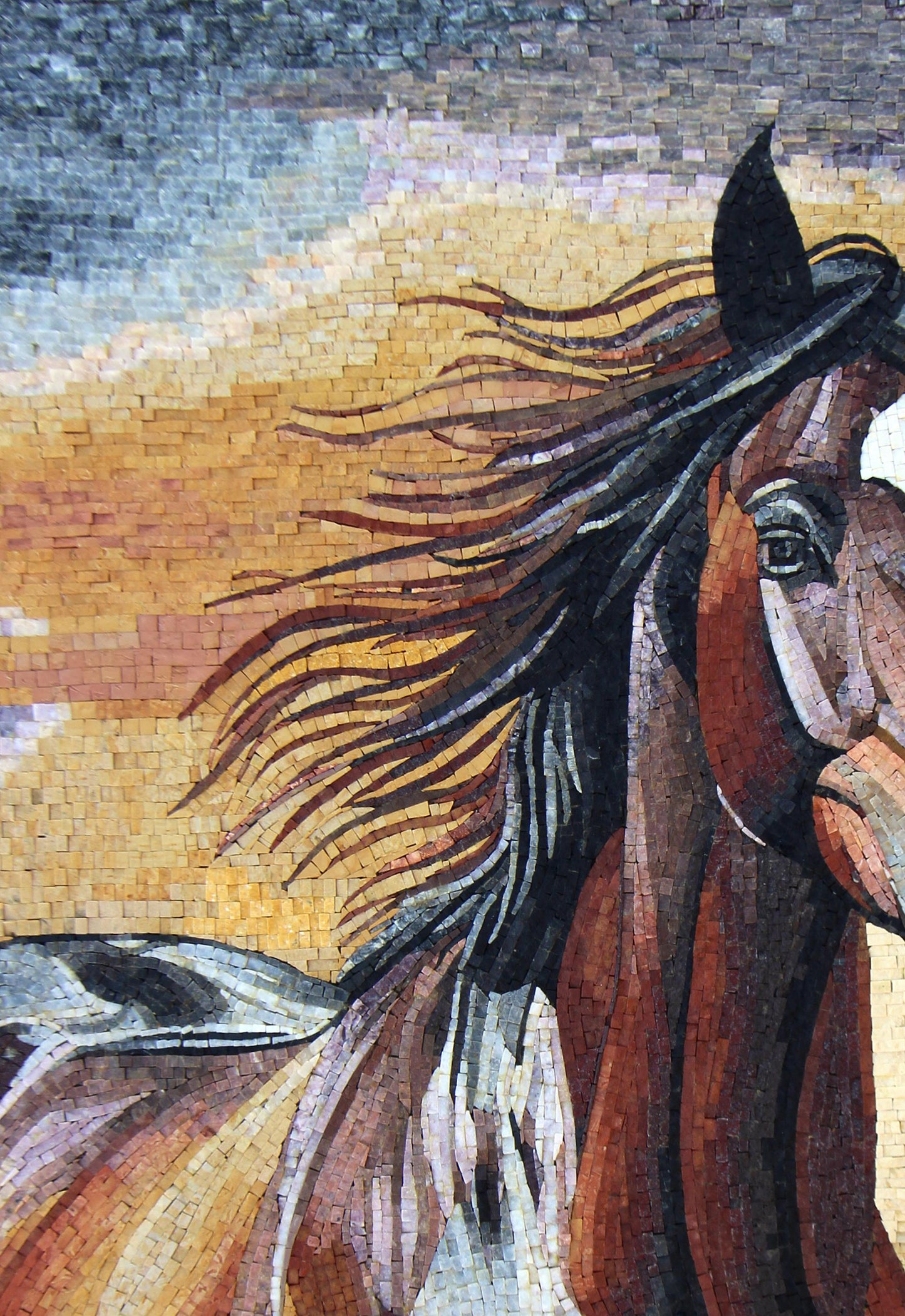 Handmade Majestic Horse Marble Mosaic Mural - Wall Art Decor
