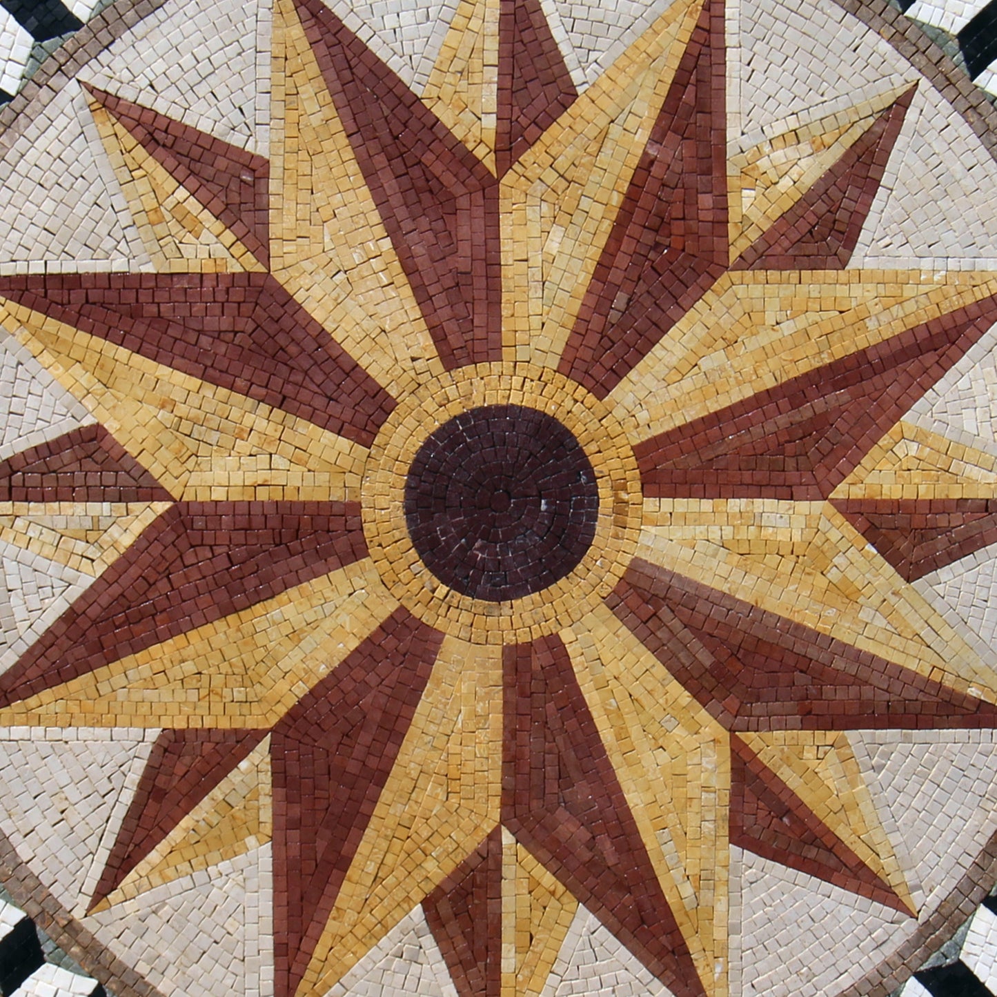 Crafted Brilliance - Handmade Geometric Star Flower with Patterned Rings Mosaic Medallion - Customization available