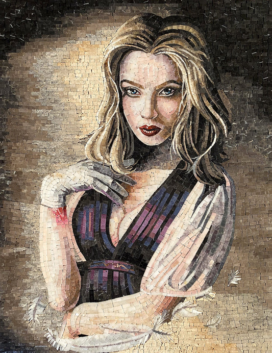 Virgo Zodiac Mosaic Tile Art: Handmade Marble Stone Mosaic (30x23)