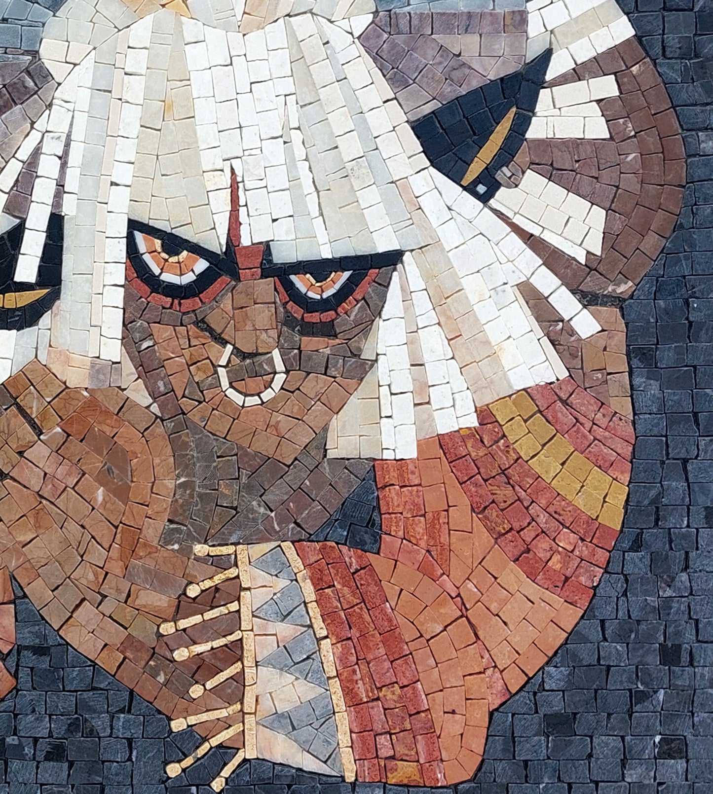 Taurus Zodiac Mosaic Tile Art: Handmade Stone Symbol