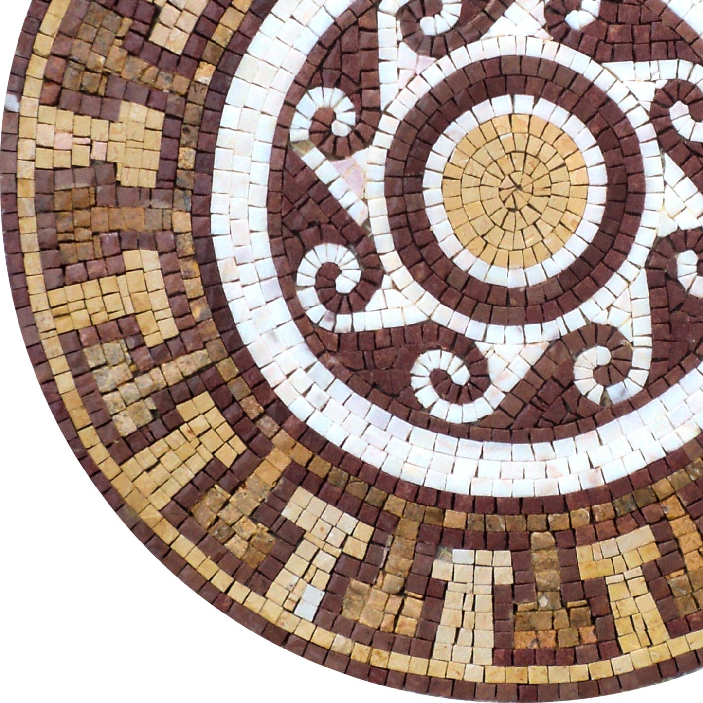 Handmade Marble Mosaic Medallion Tile: 20" Patterned Art Decor