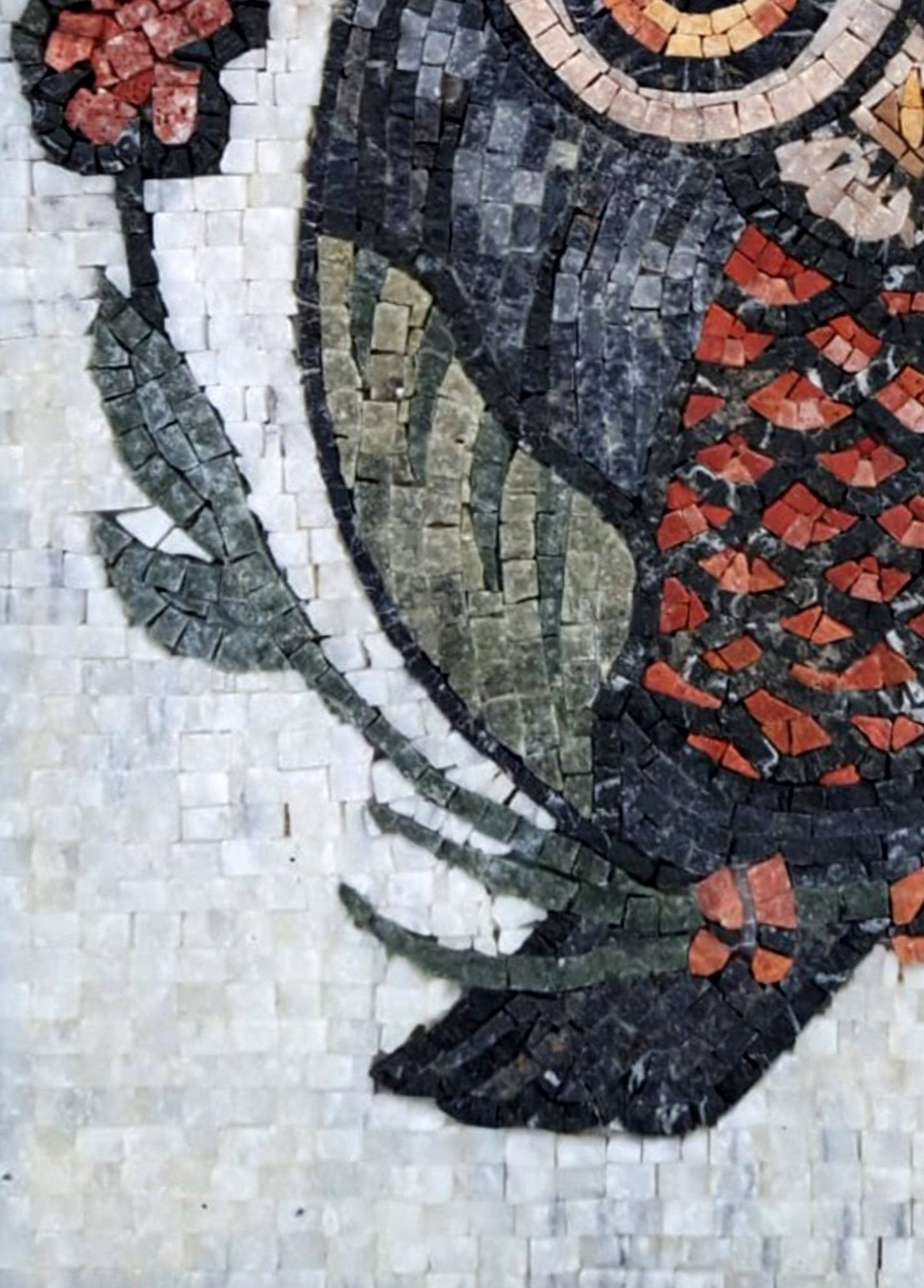 Handmade Owl Mosaic: Marble Wall Art Tile Backsplash