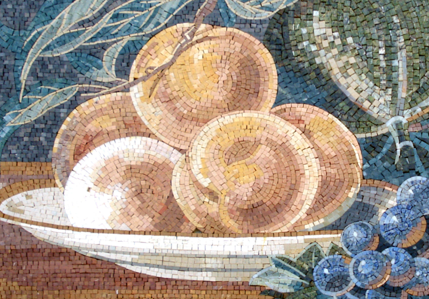 MOSAIC KITCHEN BACKSPLASH - A Still Life of Peaches, Grapes, and Watermelon Mosaic Wall Art