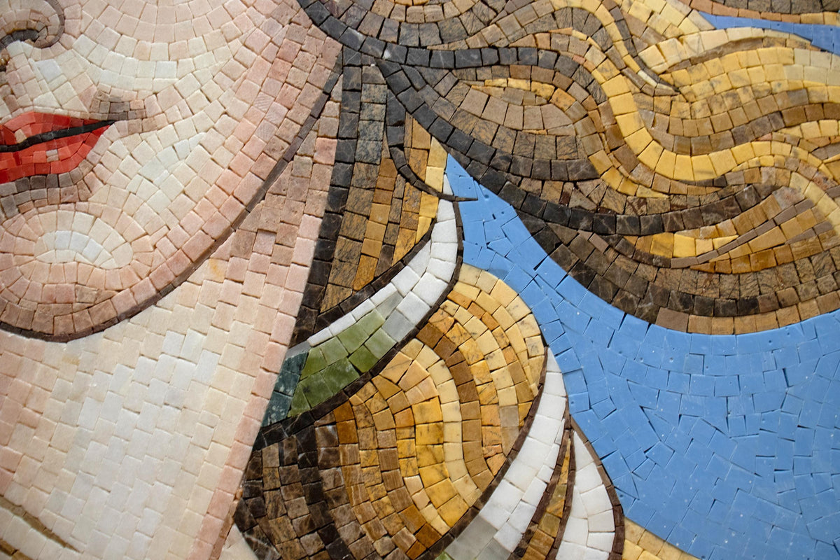 34"x26" Botticelli Venus Mosaic Art –  Renaissance Masterpiece, Framed Wall Decor, Customization available