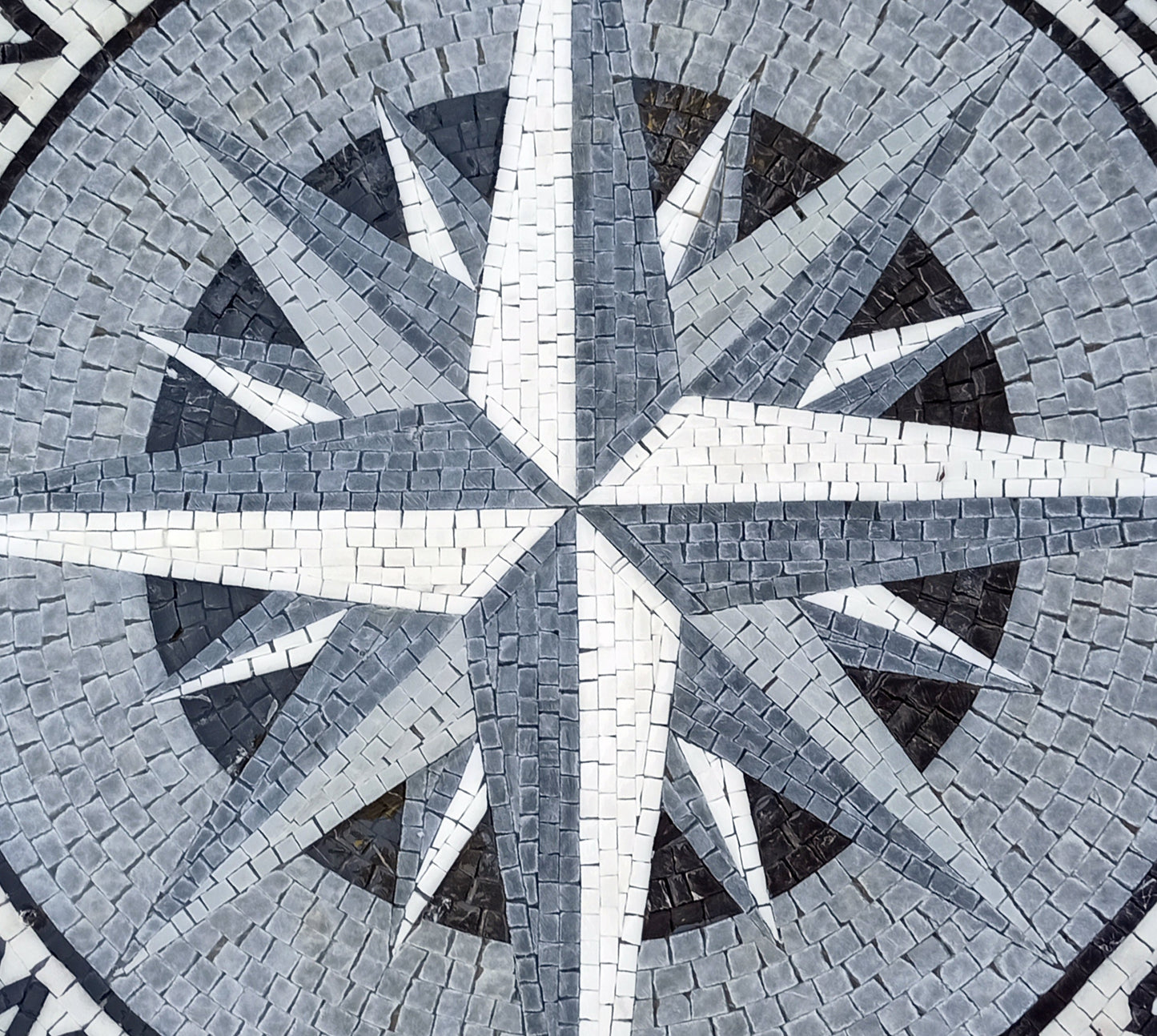 Handmade Marble Compass Mosaic Tile: Nautical Home Decor Medallion