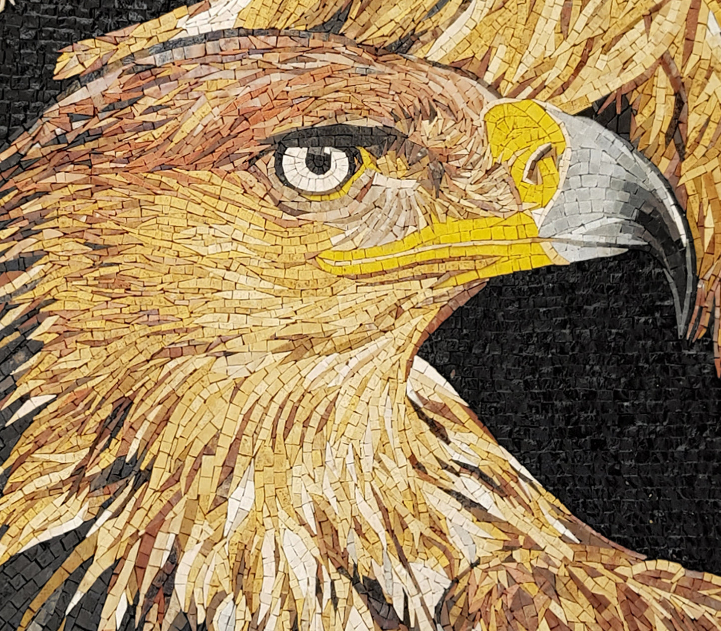 Lion & Falcon Mosaic Tile Art: Handmade Stone Mural (50” x 28”)