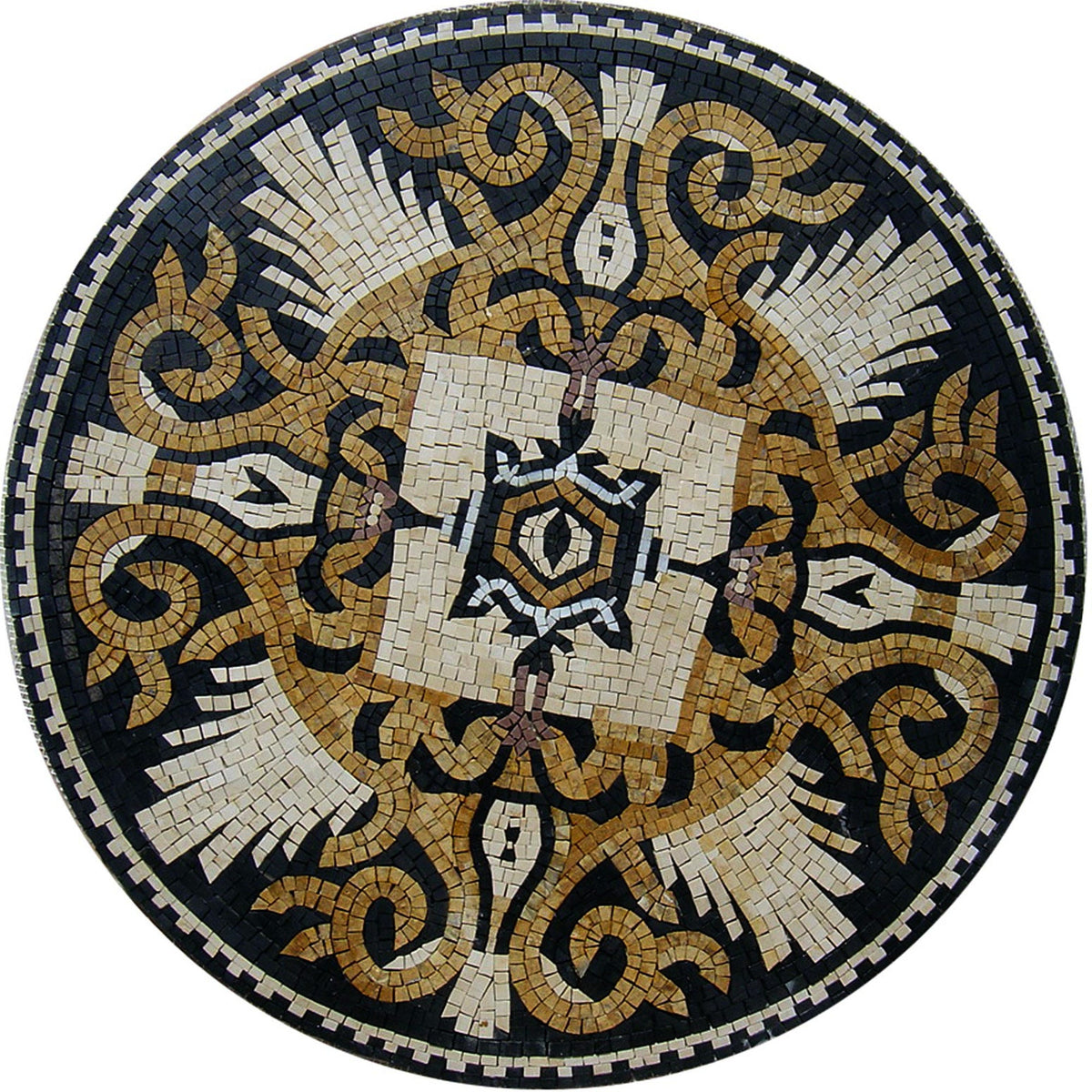 Handmade Marble Mosaic Medallion Art Tile - 32" Pattern Décor