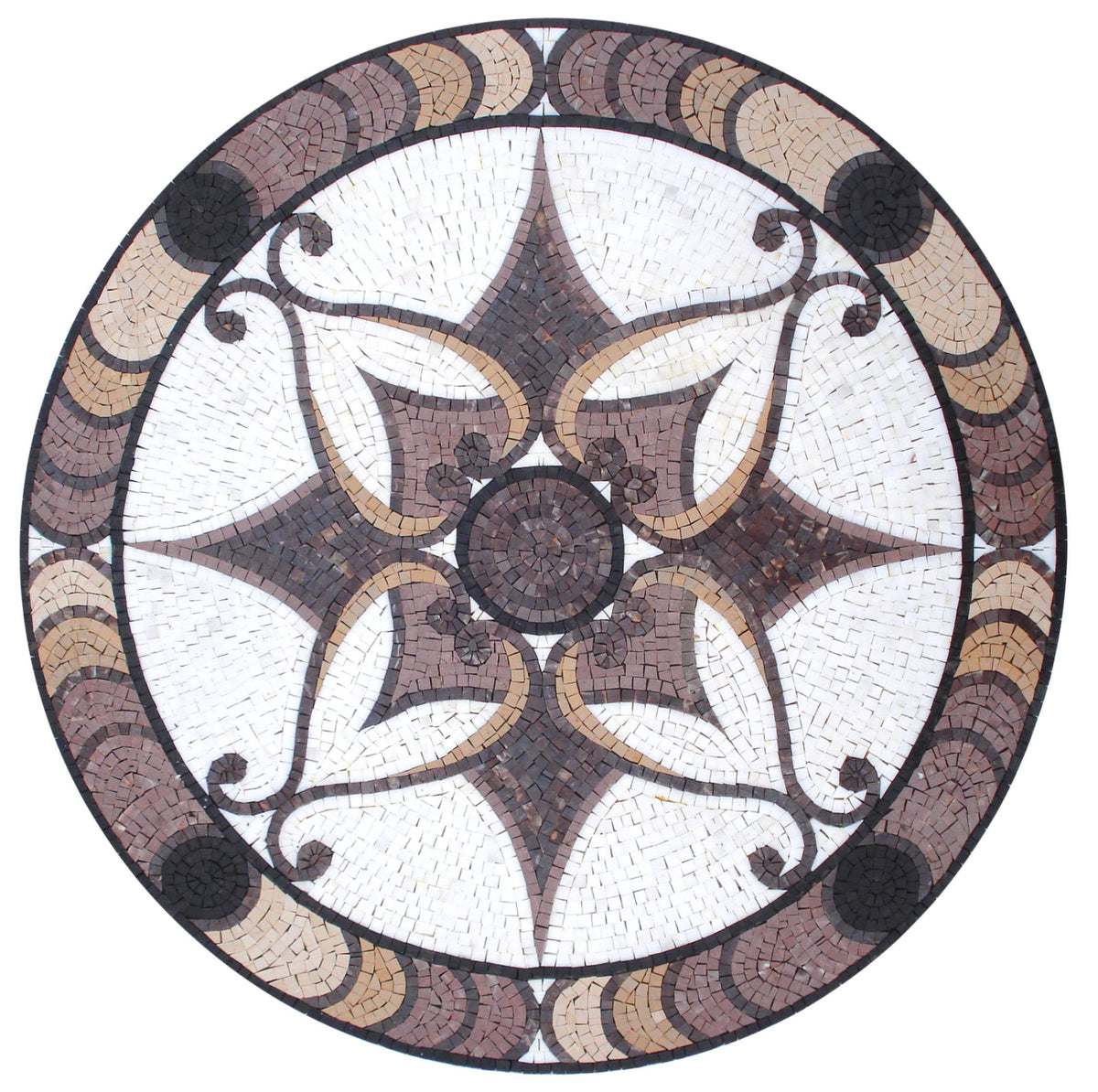 Artisanal Elegance - 36-Inch Handmade Pattern Mosaic Medallion - Natural Marble Tile Décor - Customization available