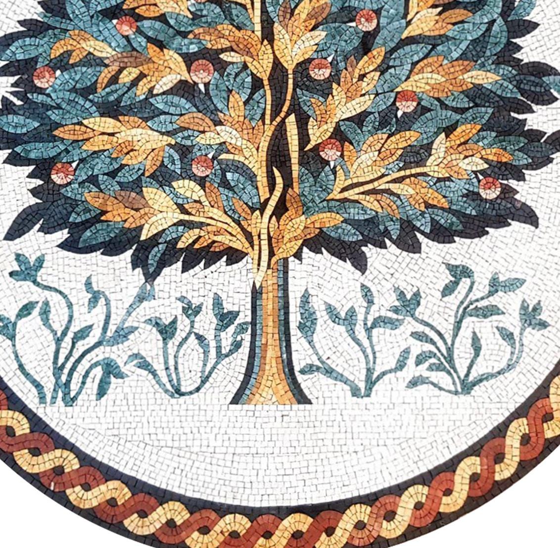 Handmade Tree of Life Mosaic Art: Marble Tile Backsplash