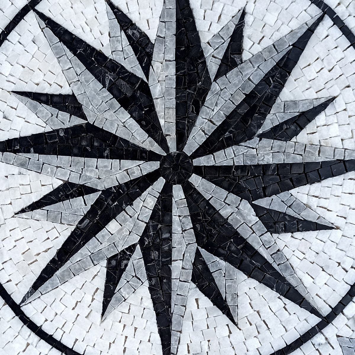 Artisanal Beauty: Handmade Compass & Pool Medallion Marble Mosaic Art Tiles - Customization available