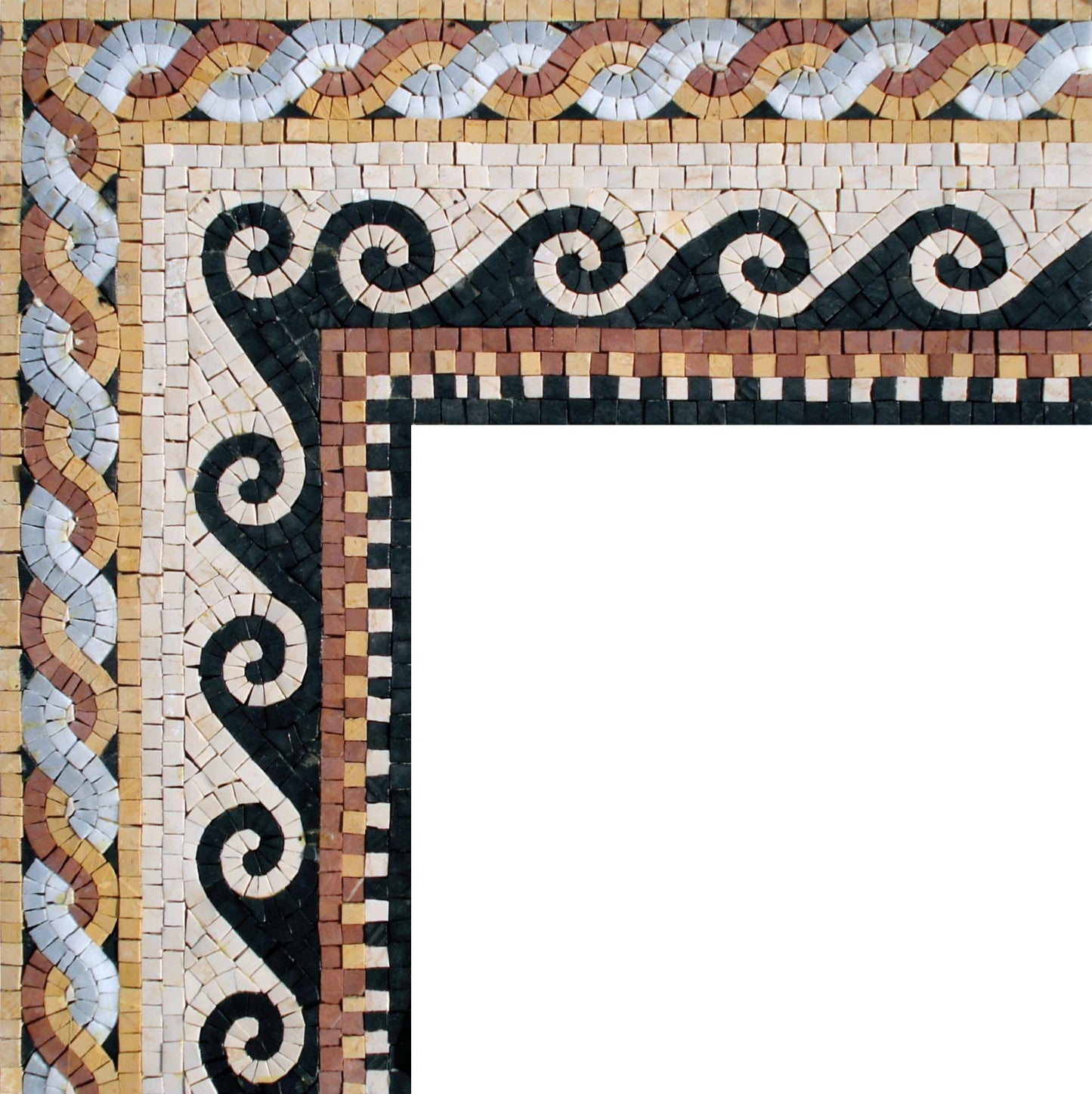 8″ Multi‑Pattern Greek‑Key Border Mosaic – Handmade Marble Tile Trim, Customization available