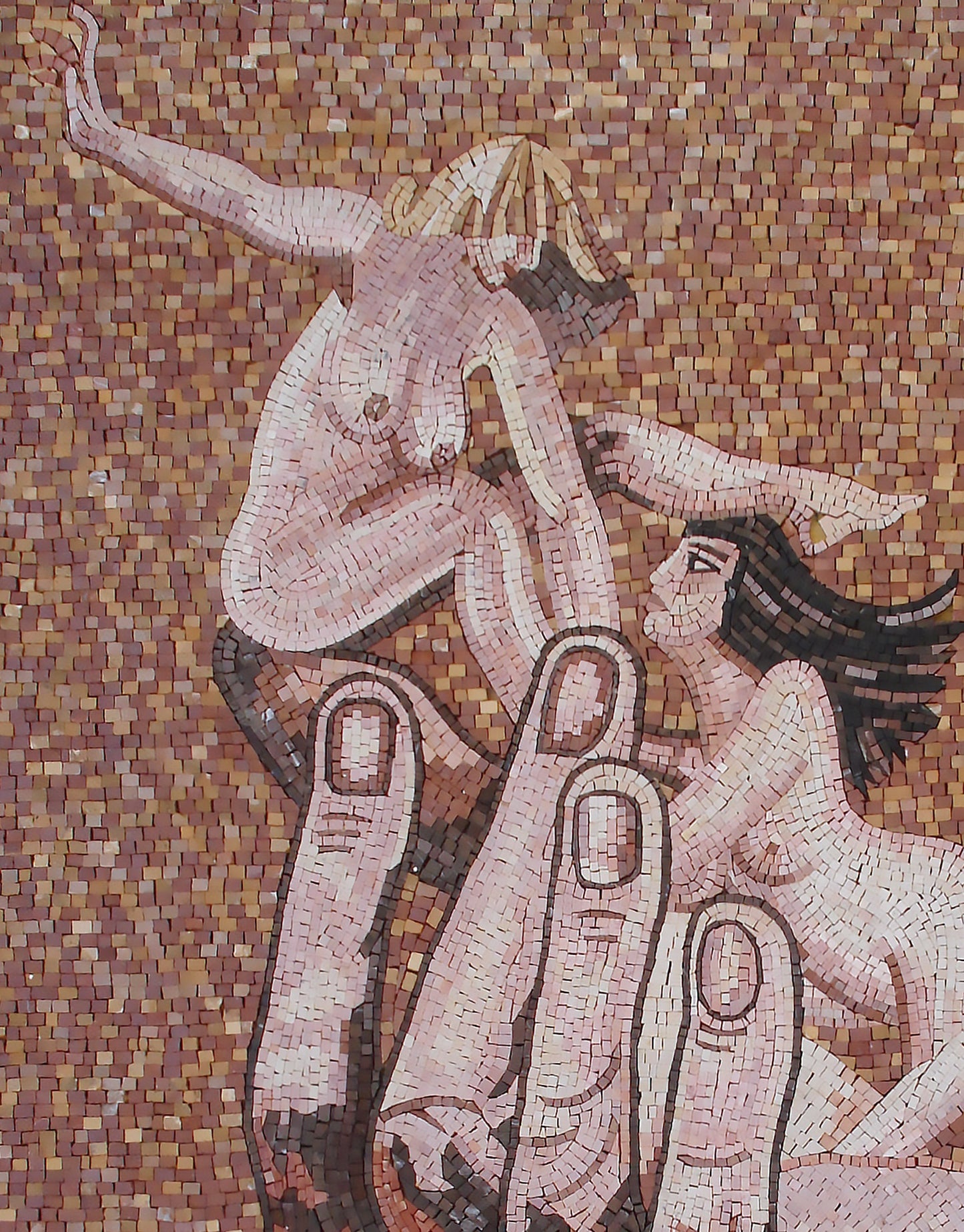RE001 Nude Woman Climbing Hand Mosaic Wall Art