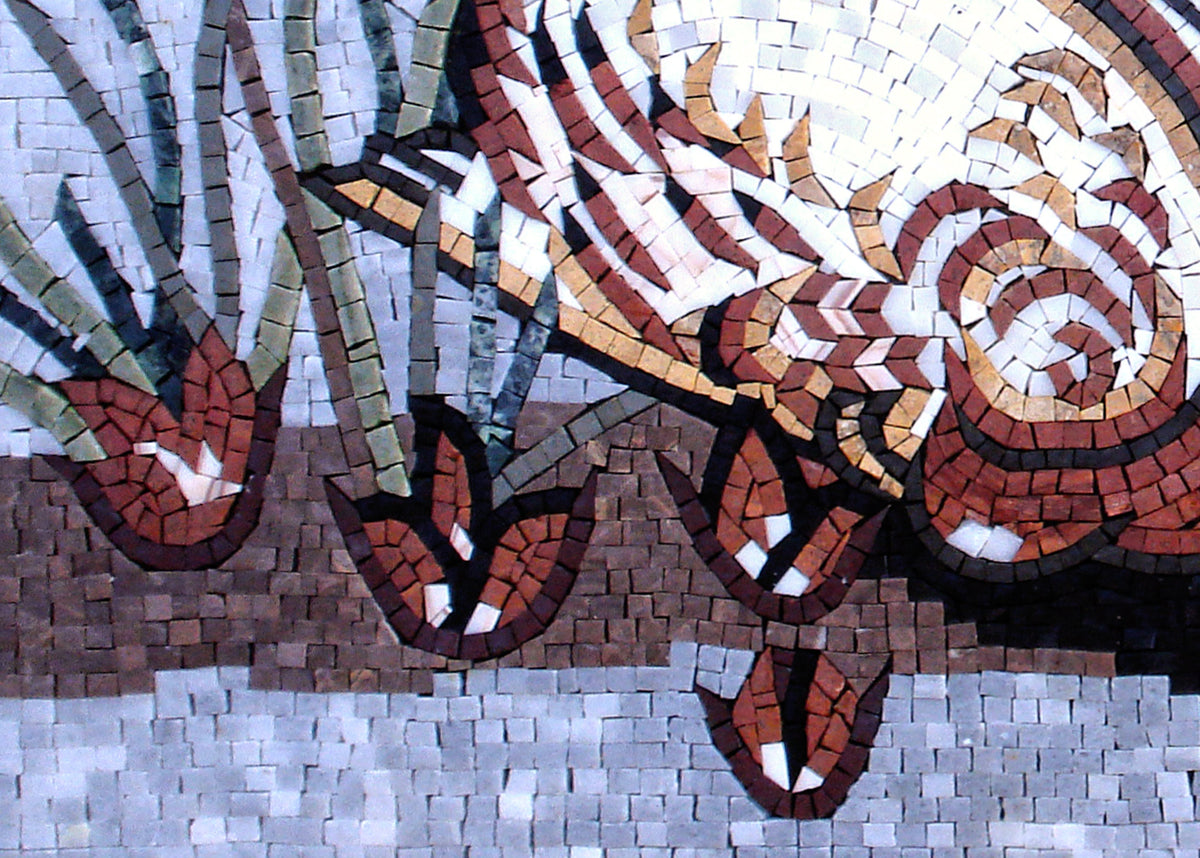 Handmade Swans Mosaic Tile Art: Serene Pond Scene Wall Decor