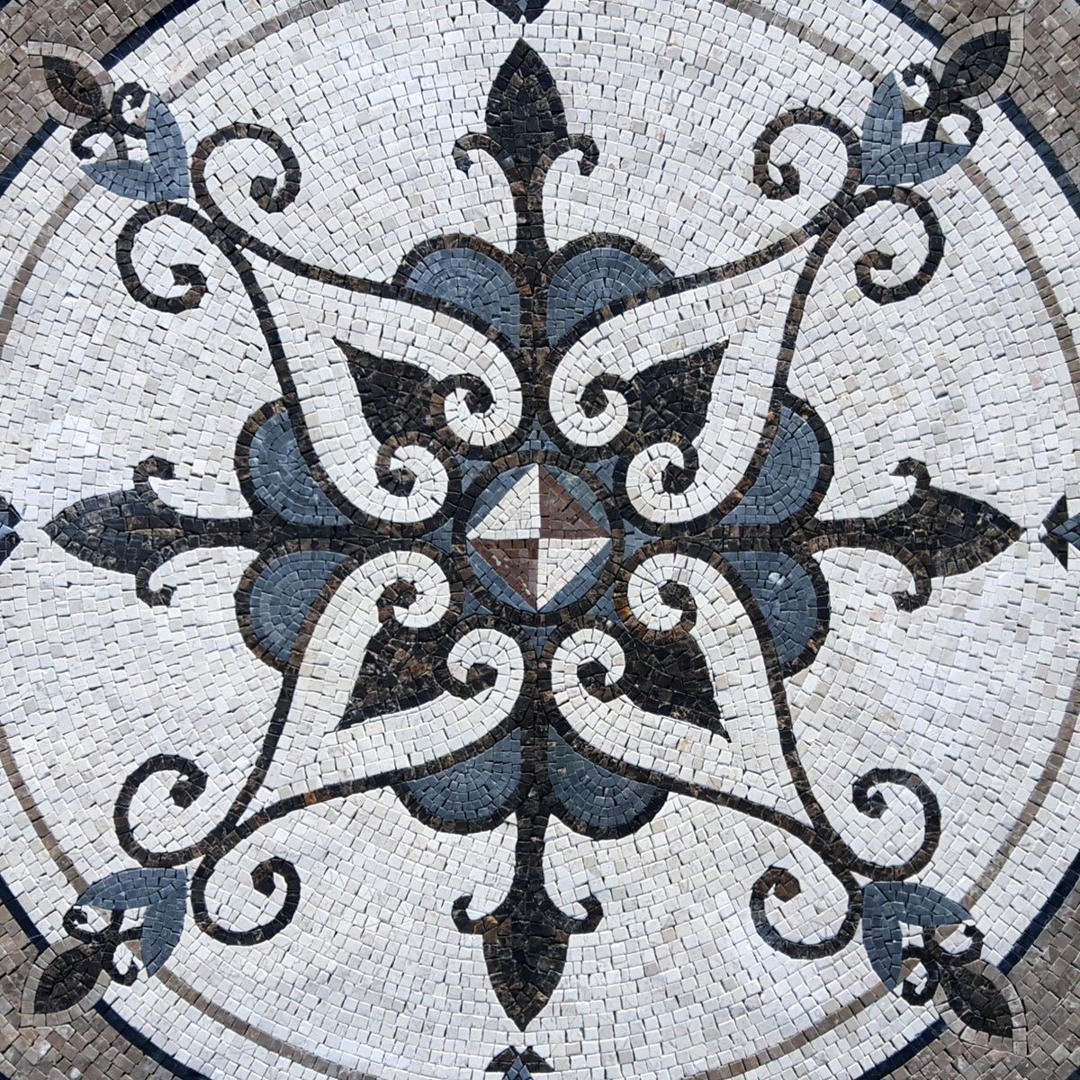 Handmade Marble Mosaic Medallion: Stone Tile Art, Custom Design