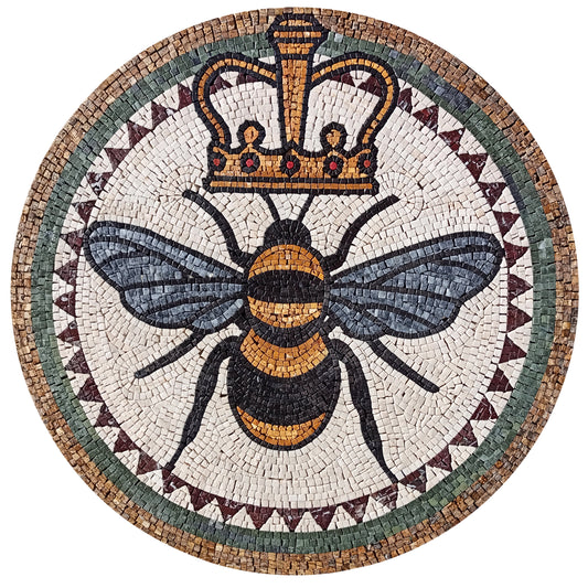 48" Regal Elegance  - Handmade Queen Bee Marble Mosaic Medallion Art Tile - Customization available