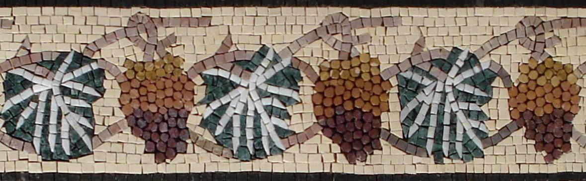 Handmade Marble Mosaic Tile Border: Grapes & Leaves Vine, Rustic Backsplash Accent