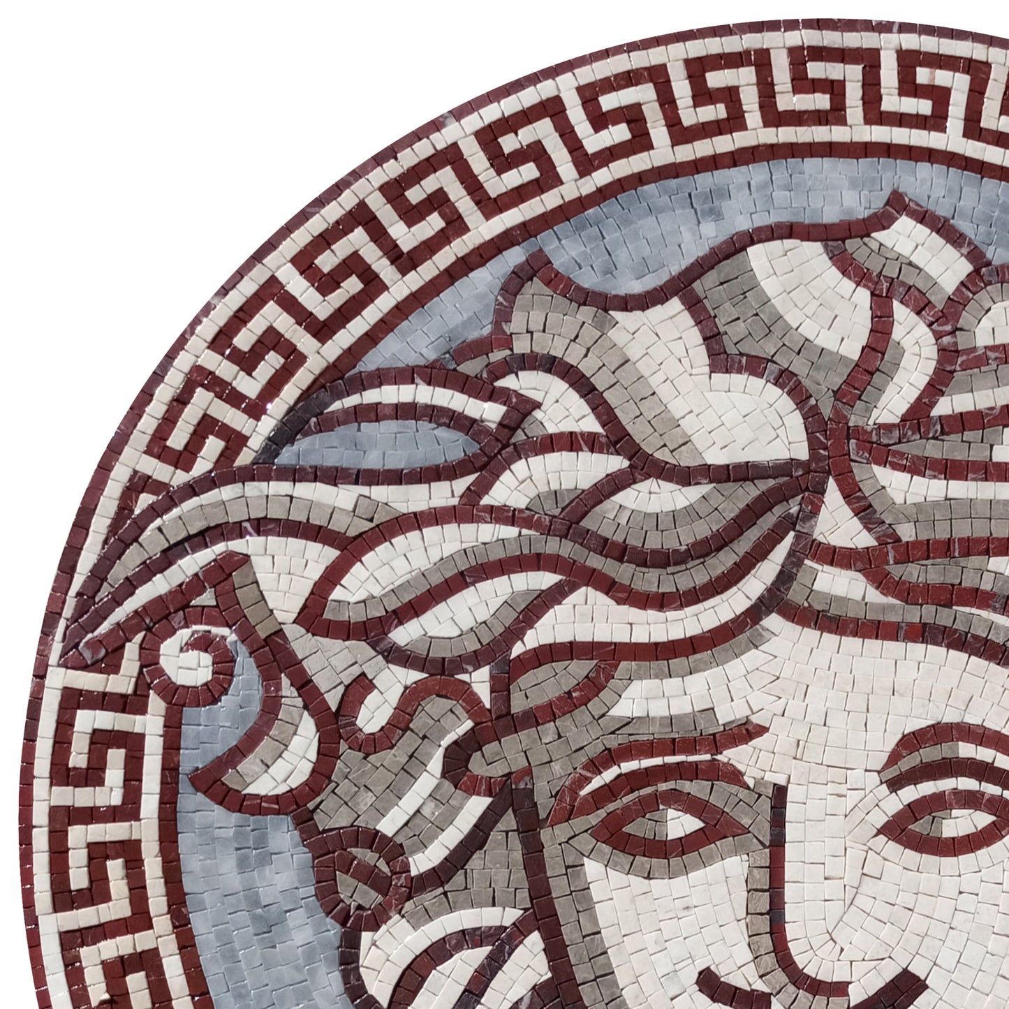 Elegant Medusa Majesty - Handmade Marble Mosaic Medallion Art Tile with Crimson Outline - Customization available