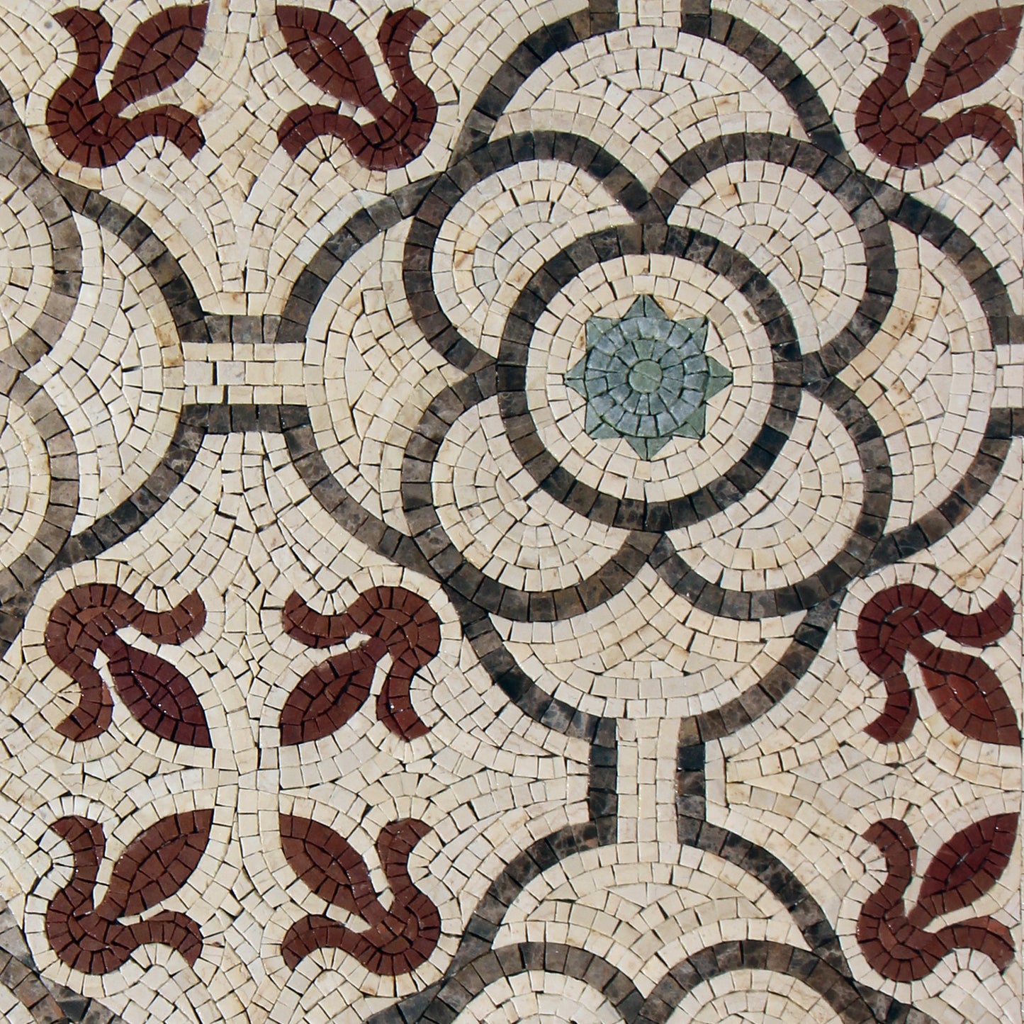 Burgundy and White Seamless Patterned Marble Mosaic Tile Art.