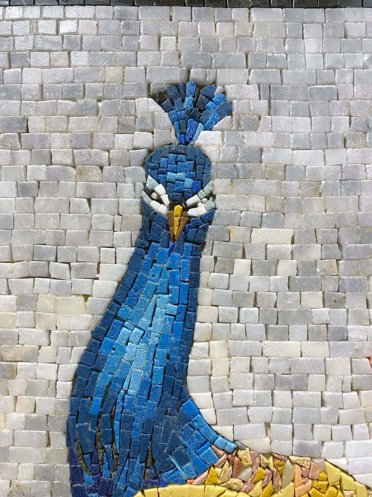 Handmade Peacock Mosaic Tile Art: Indoor/Outdoor Wall Decor (52” x 34")