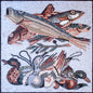 Duck & Fish Mosaic Tile Art: Handmade Marble Wall Decor (32" x 32")