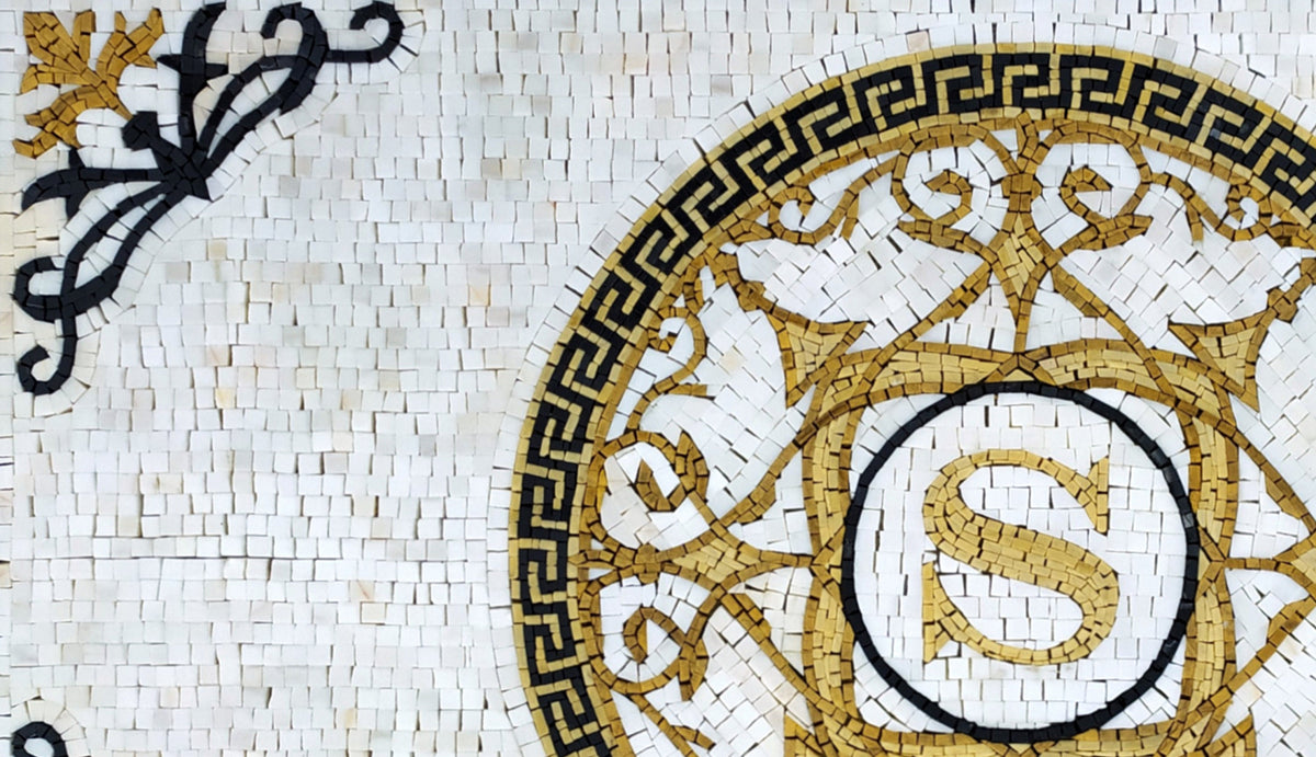 Handmade Marble Medallion Rug: Natural Stone Mosaic Art (52” x 30”)
