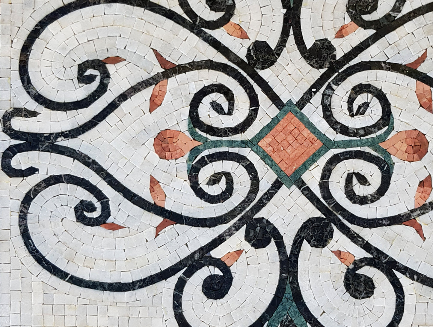 Handmade Floral Marble Mosaic Backsplash - 24” x 18”