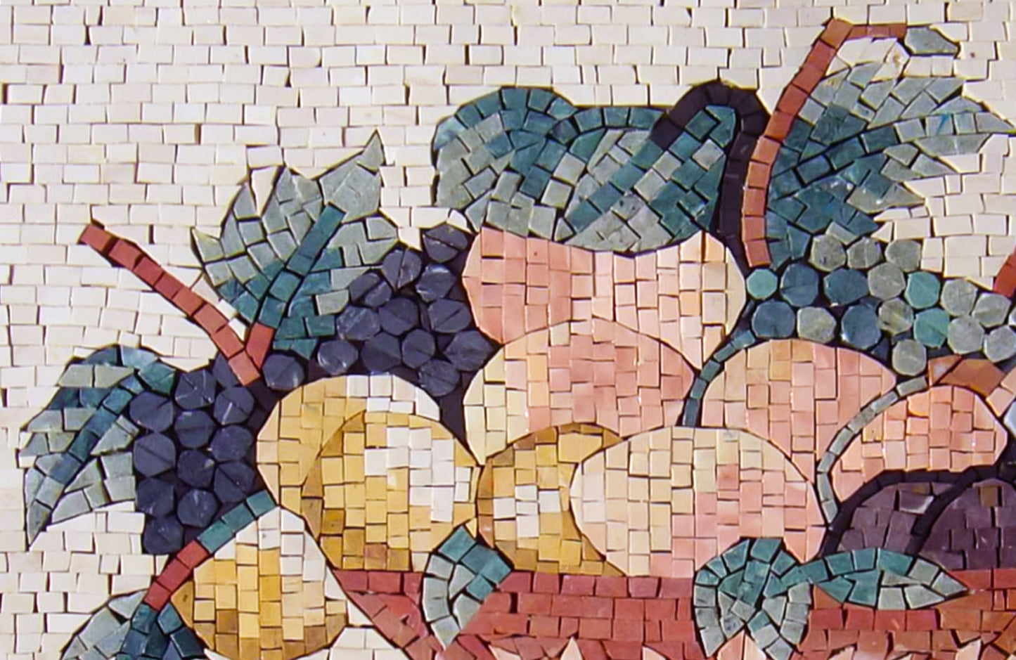 Handmade Fruit Basket Marble Mosaic Tile Backsplash (30” x 20”)
