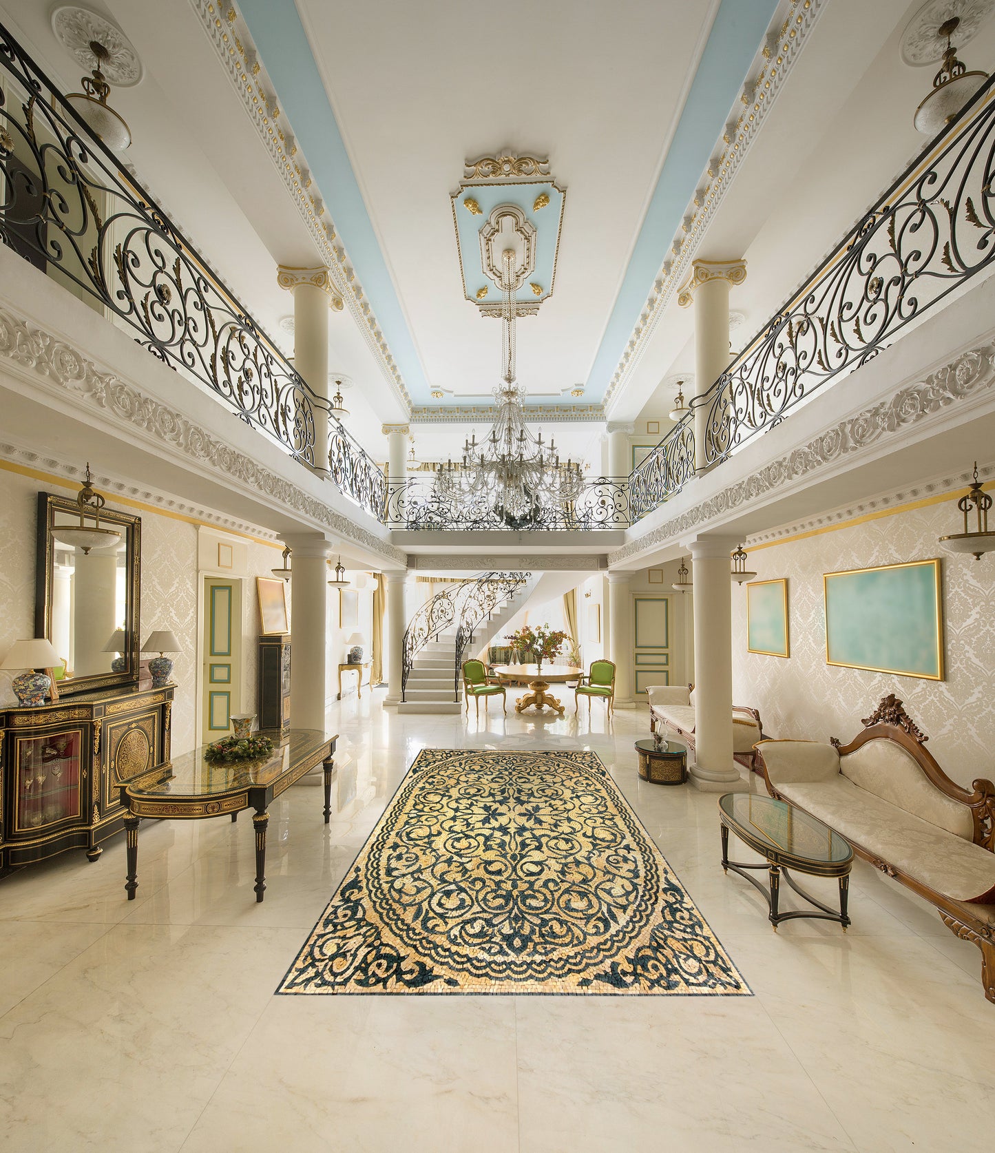 Marble Stone Rug: Handmade Natural Stone Mosaic Carpet