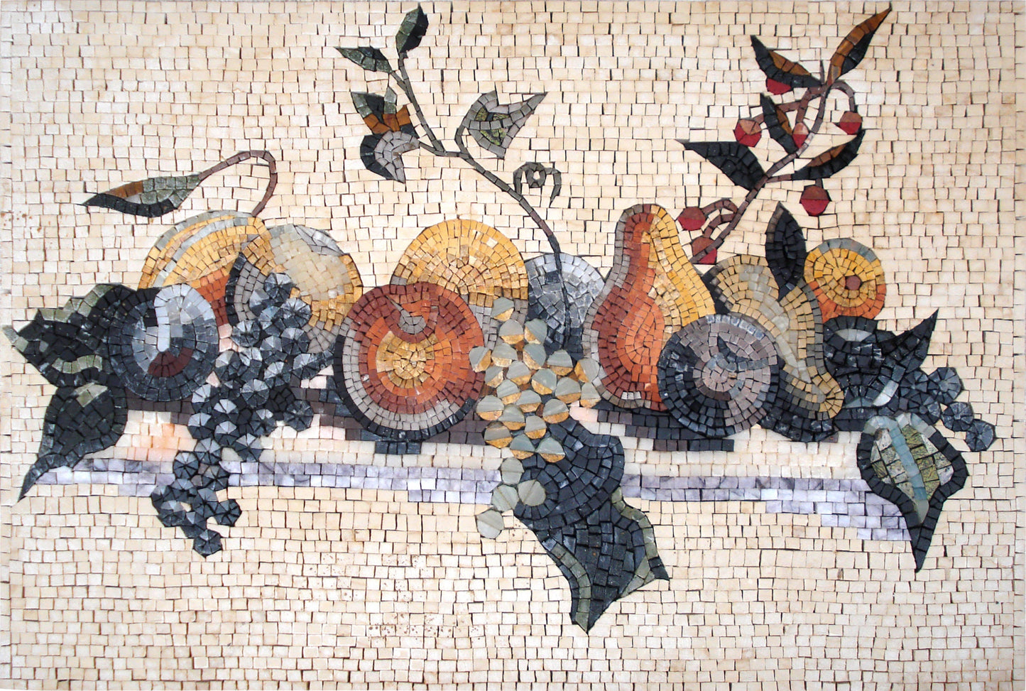 FRUIT BOWL ART - Kitchen Backsplash Mosaic Tile Wall Art - Nature Floor Tiles Wall Art - Handmade Home Wall Art