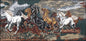 Handmade Horse Mosaic Tile Mural: Galloping Horses Stone Art (86" x 40")