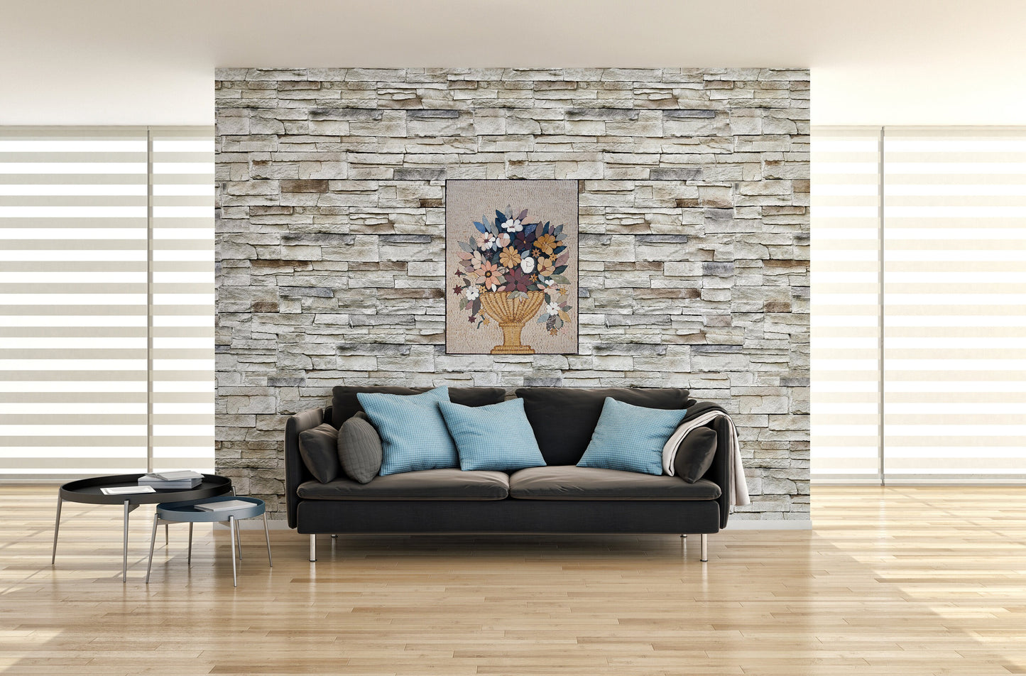 Handmade Marble Mosaic Rose Wall Art: Flower Vase Decor