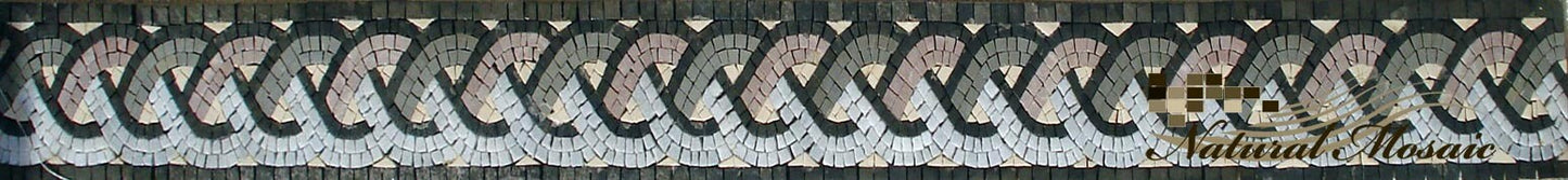 String Mosaic Border: Marble Tile Art, Interior Decor (40x6")