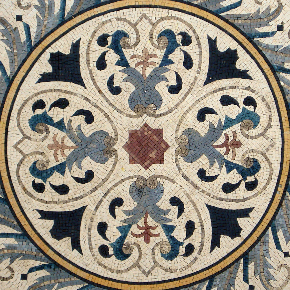 Handmade Marble Mosaic Medallion - 48 Inch Art Tile Décor