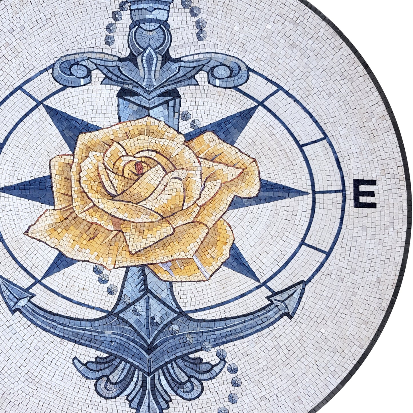 Nautical Charm: Compass Rose Marble Mosaic Medallion Flooring Tiles - Customization available
