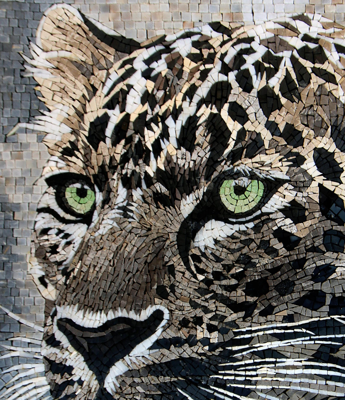 Handmade Cheetah Marble Mosaic Wall Art: Wild Cat Mural Decor