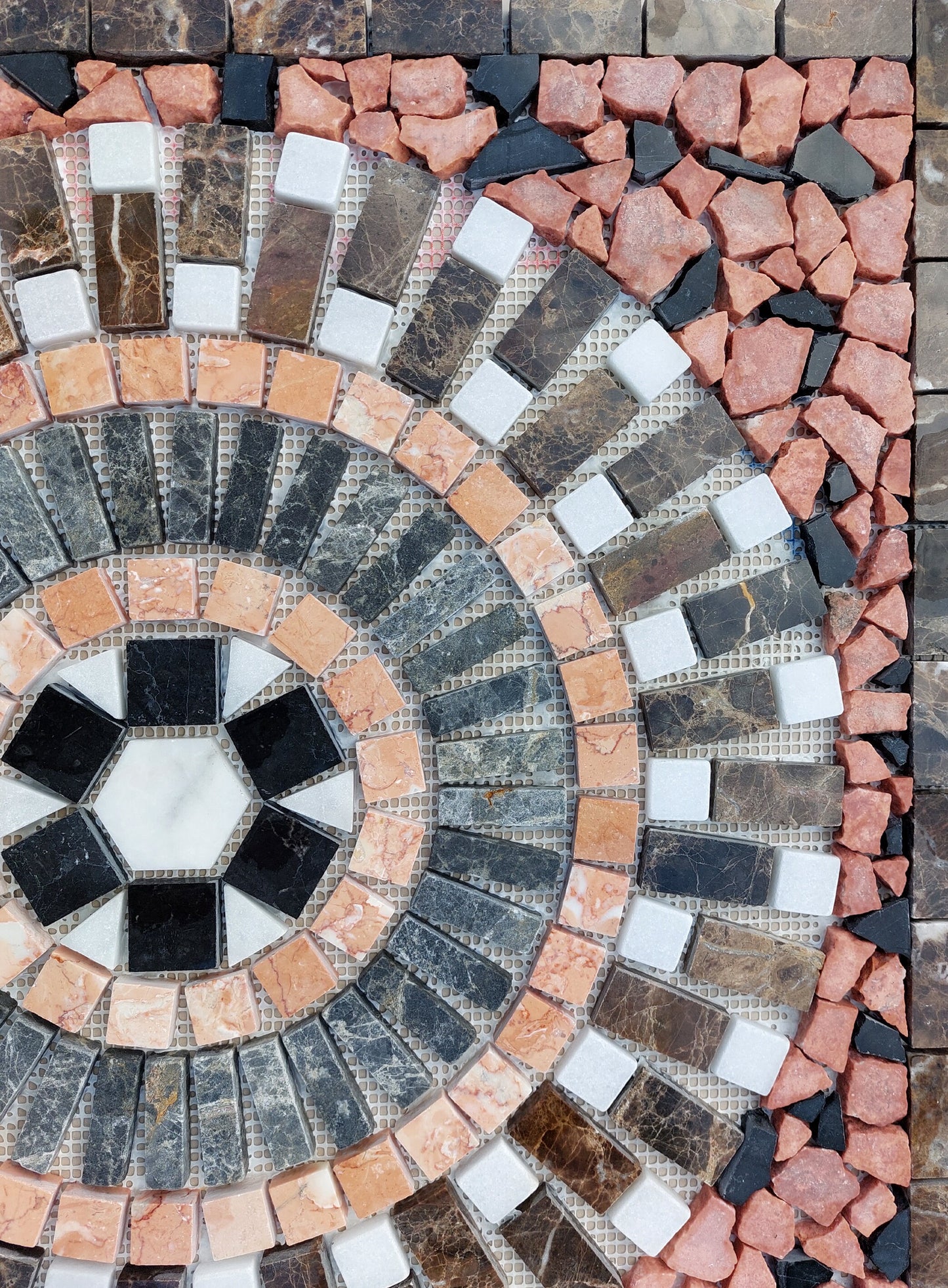 Handmade Natural Stone Mosaic: Square Tropical Art, 24"x24"