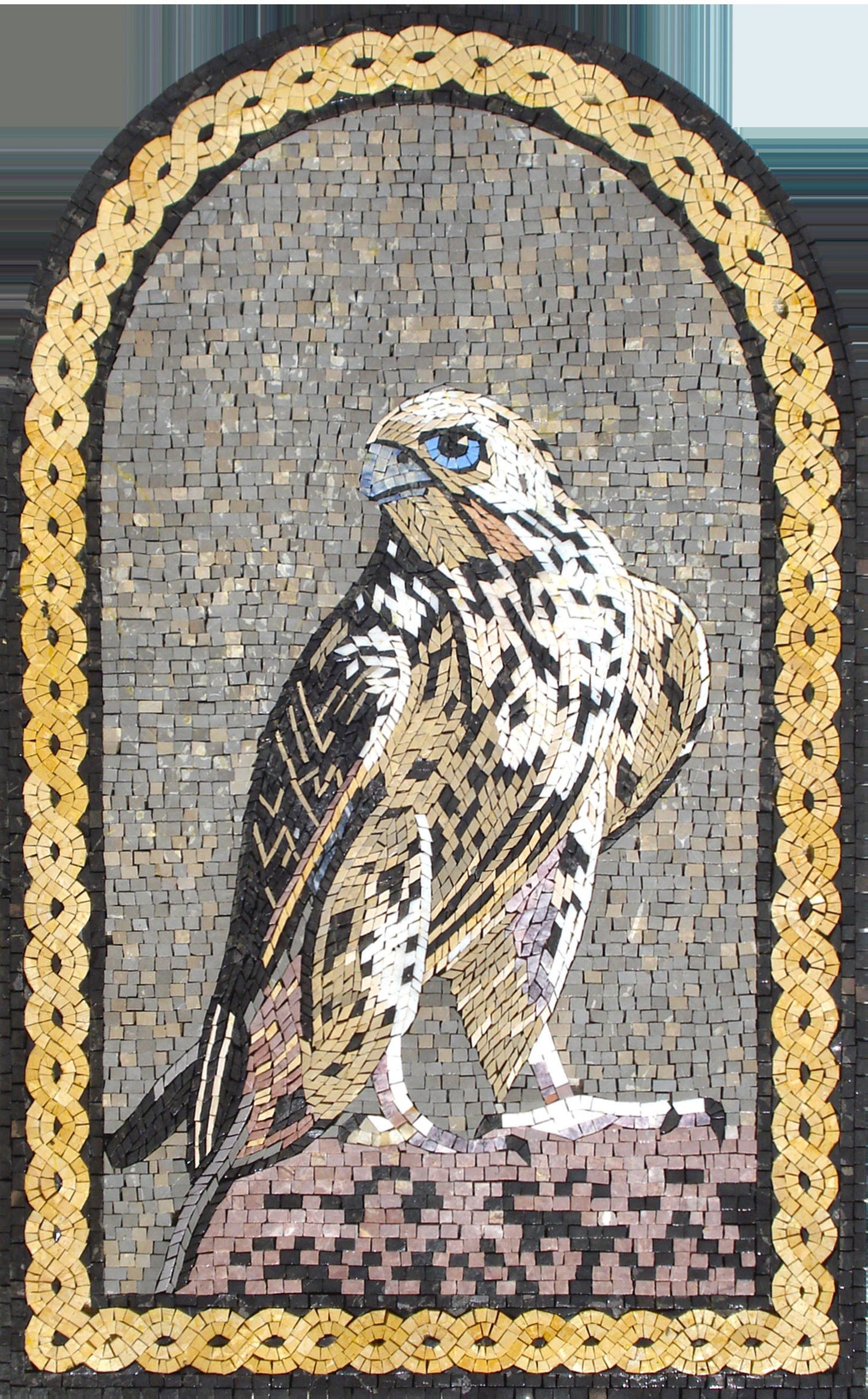 Handmade Falcon Mosaic Art: Marble Wall Decor (36" x 22")