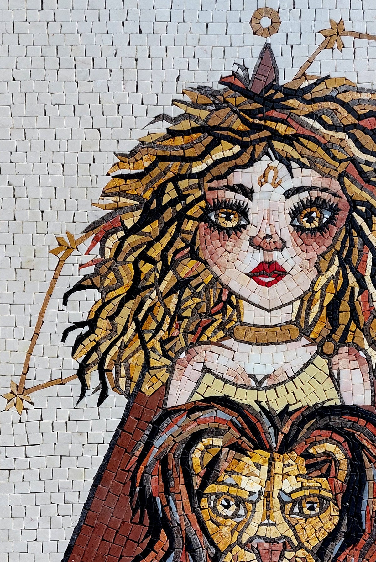 Leo Zodiac Mosaic Tile Art: Handmade Marble Wall Decor