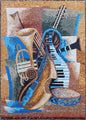Handmade Music Instruments Mosaic Tile Backsplash: Marble Stone Wall Art (40” x 24")