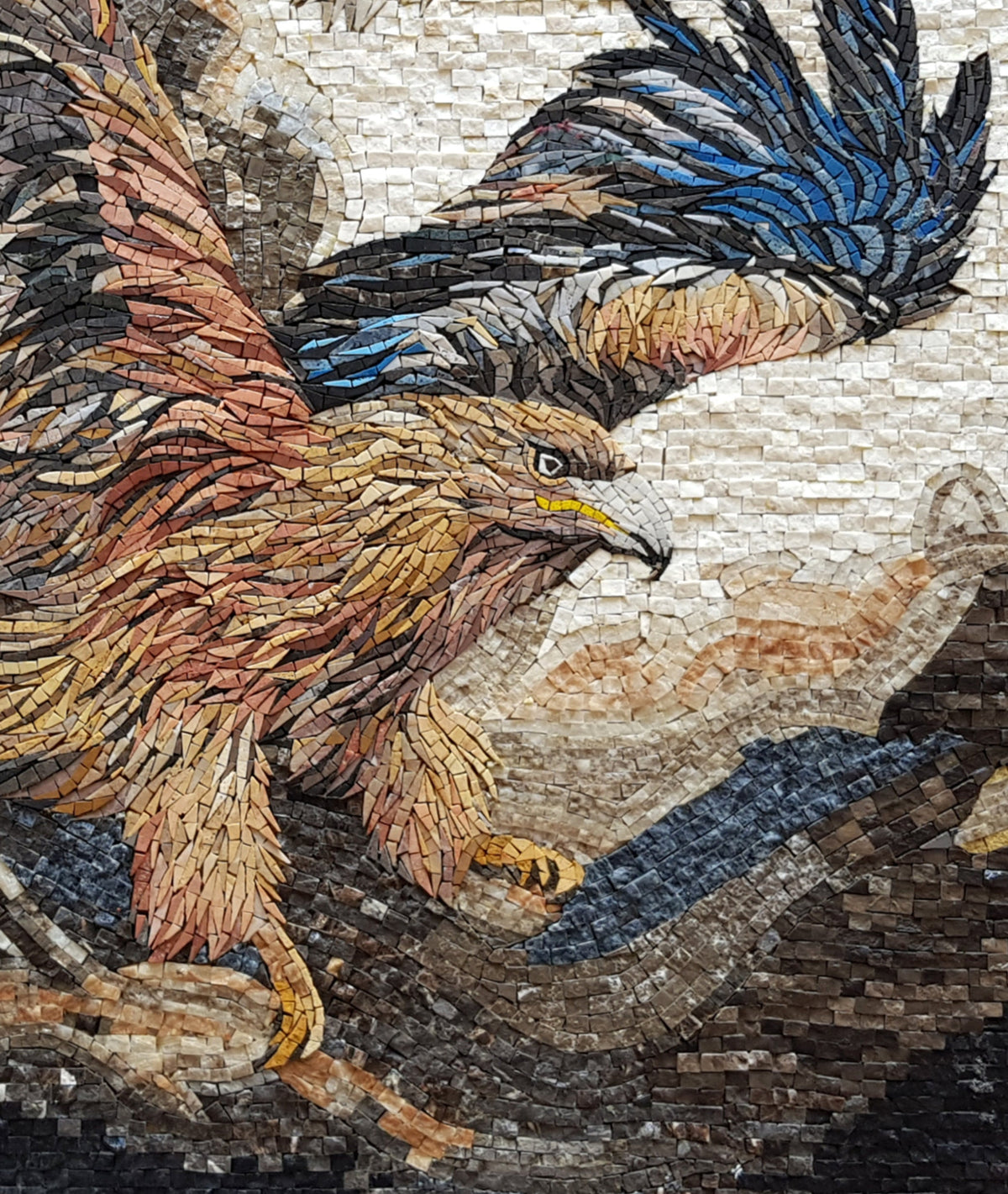 Eagle Mosaic Backsplash: Marble Bird Artwork (44” x 36”)
