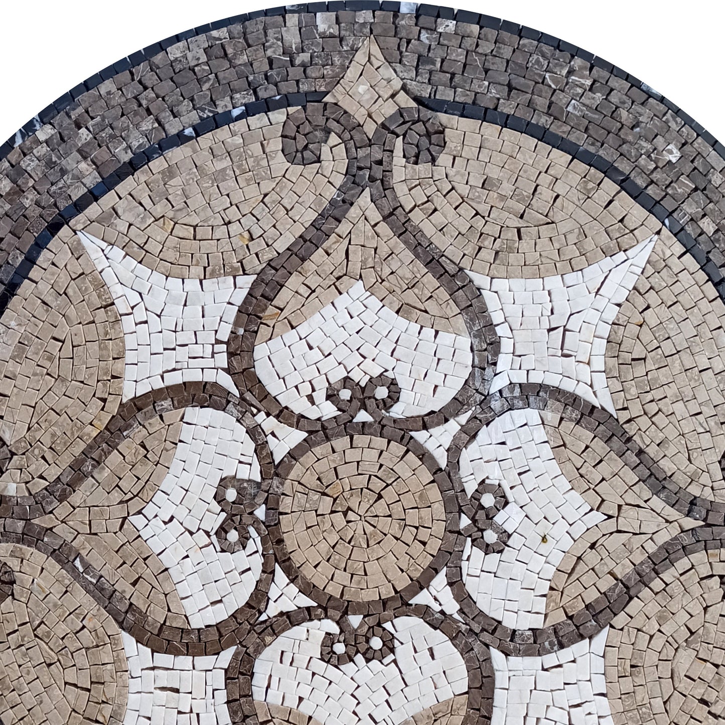 Handmade Marble Mosaic Medallion: 32-Inch Art Tile Décor