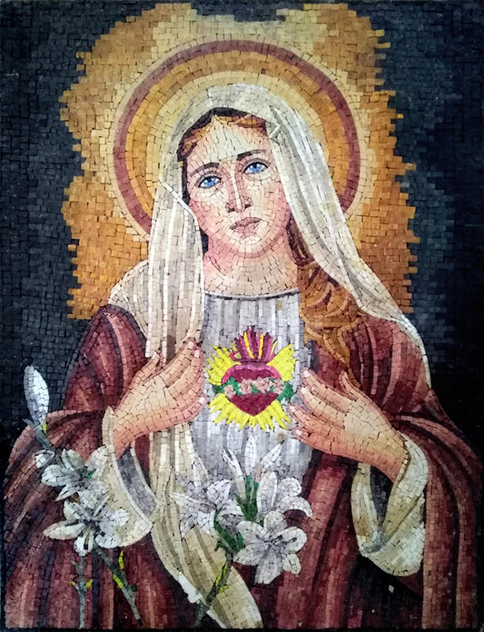 30"x40" Divine Mother Mary Mosaic – Byzantine Virgin Mary Icon, Customization available