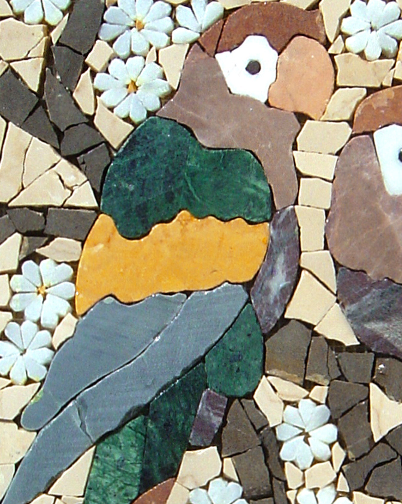 Handmade Parrot Mosaic Tile Art: Marble Wall Mural (16x12)