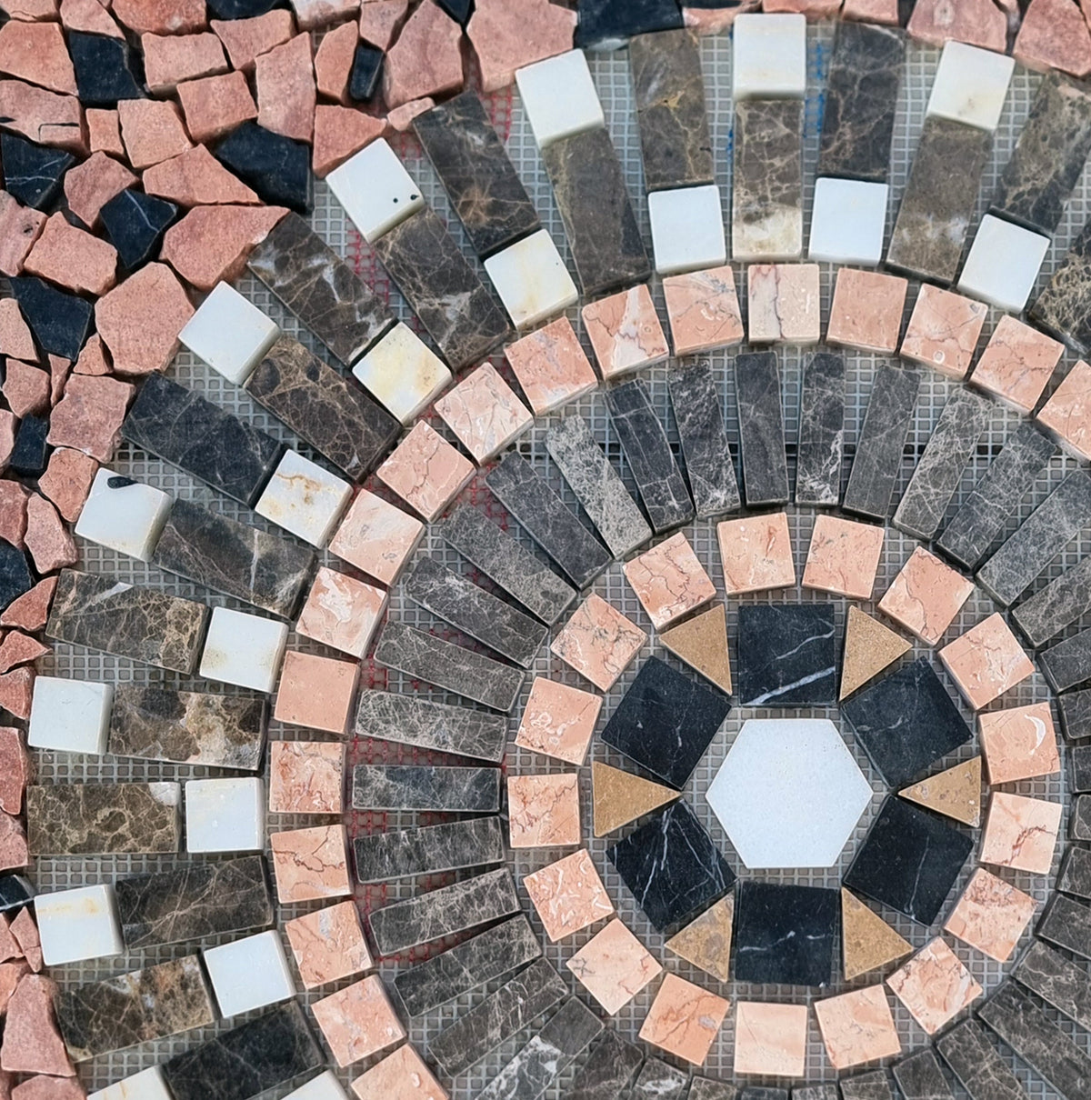Handmade Natural Stone Mosaic Tile: Tropical Art Decor (24” x 24")