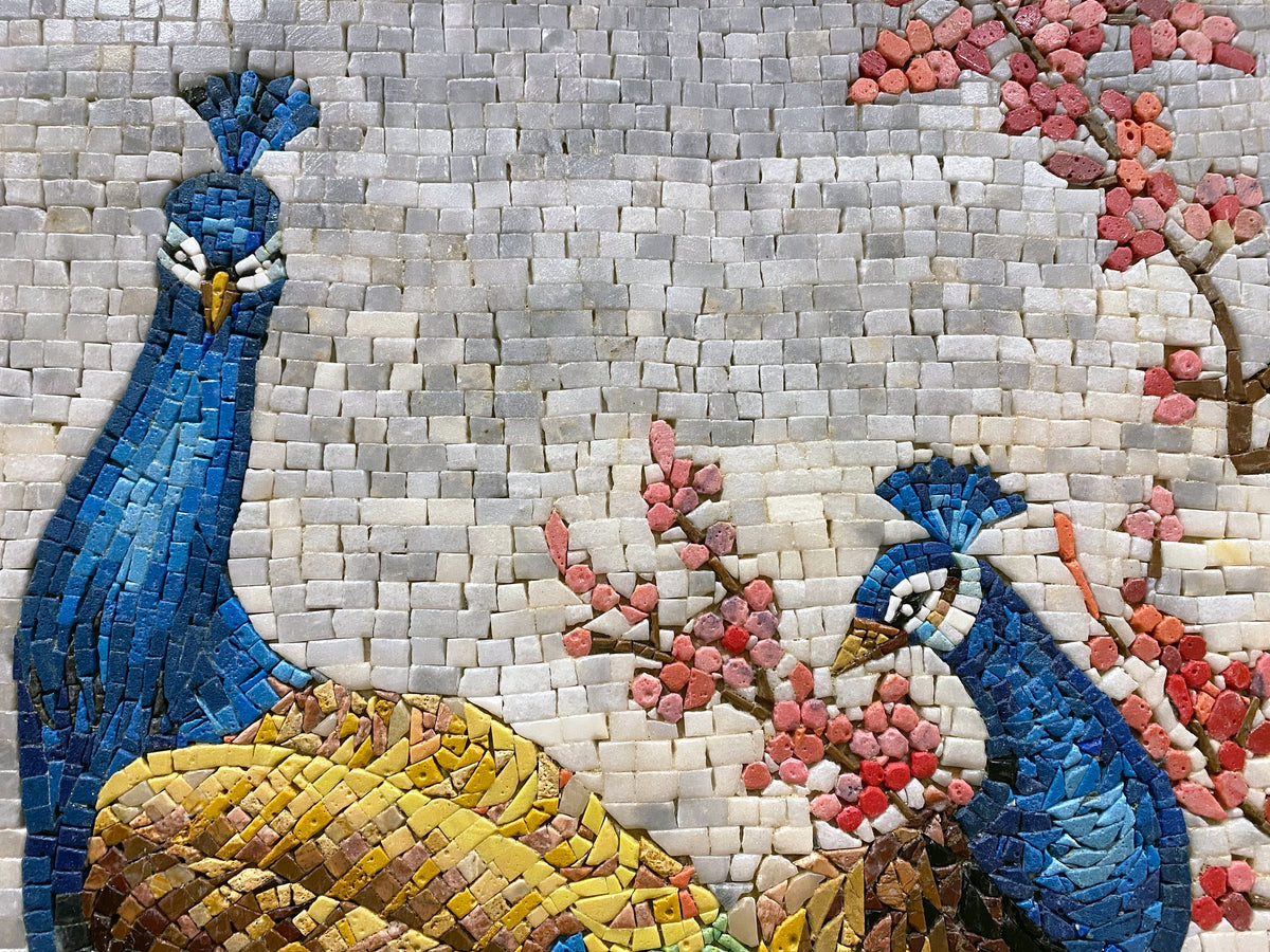 Handmade Peacock Mosaic Tile Art: Indoor/Outdoor Wall Decor (52” x 34")