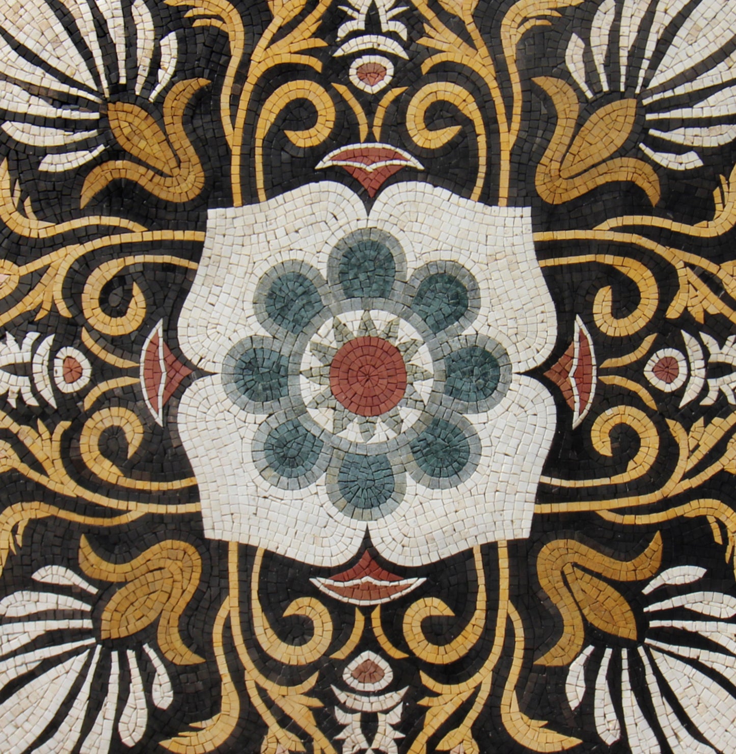 40" Gilded Artistry - Gold Leafy Art Nouveau Patterned Mosaic Medallion - Customization available
