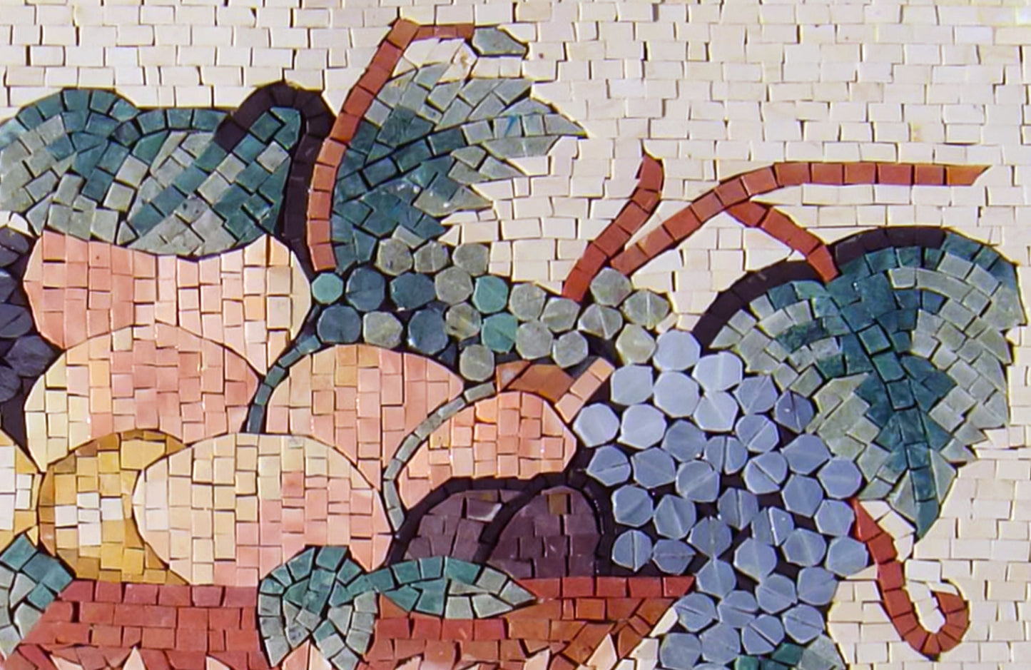 Handmade Fruit Basket Marble Mosaic Tile Backsplash (30” x 20”)