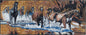 Handmade Horse Mosaic Tile Art: Galloping Horses in Water