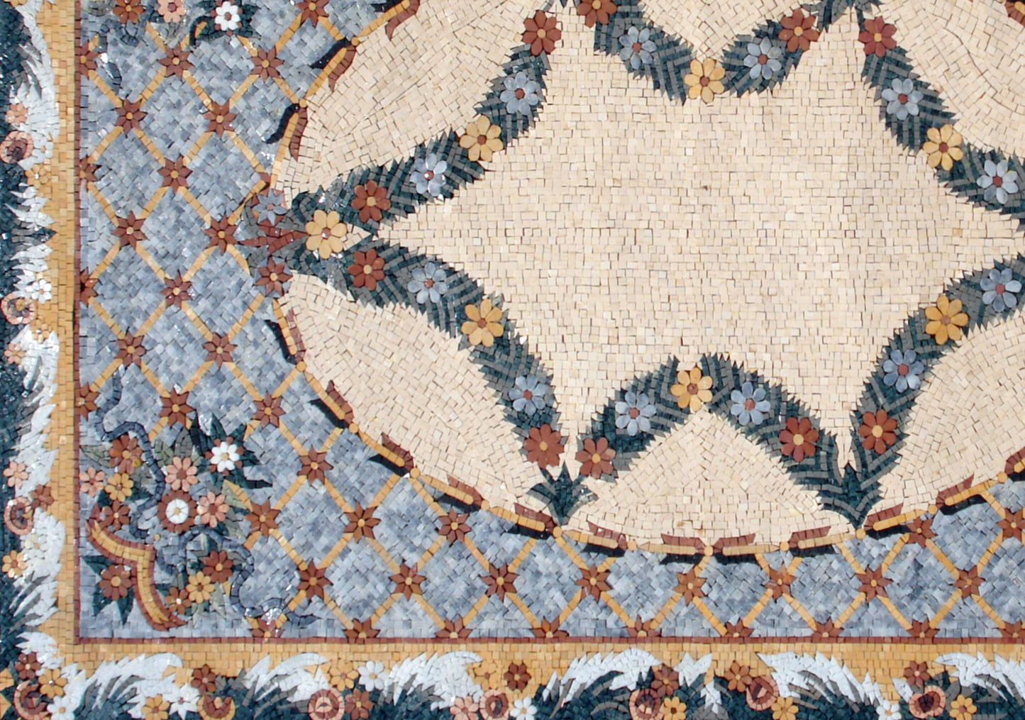 Floral Marble Stone Rug: Handmade Flower Pattern Carpet