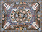 Handmade Flower Art Marble Mosaic Rug: Square Stone Rug (96” x 72")